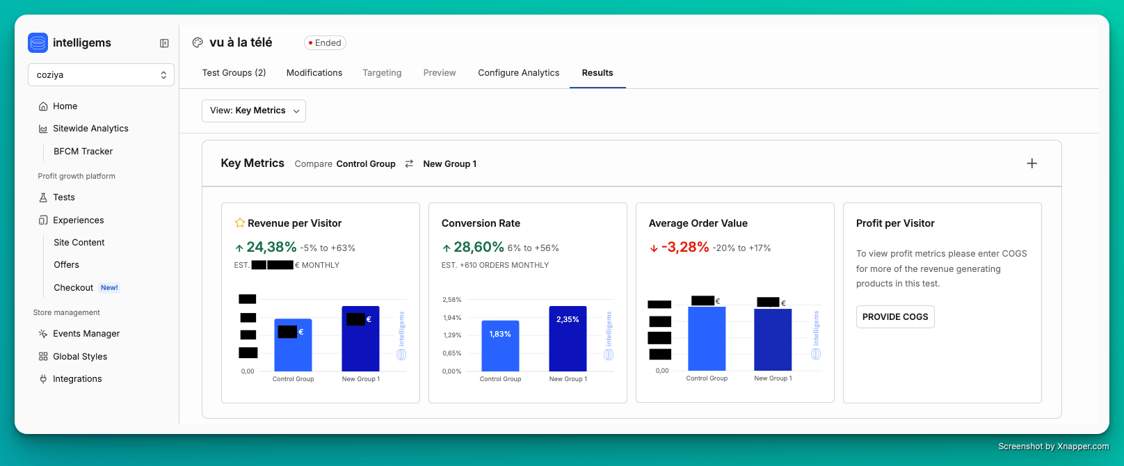 Résultats test Vu à la Télé